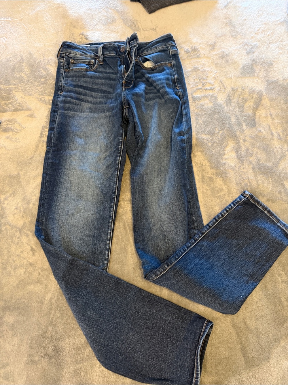 American Eagle Women’s Dark Blue Stretch Skinny Jeans 8 extra long